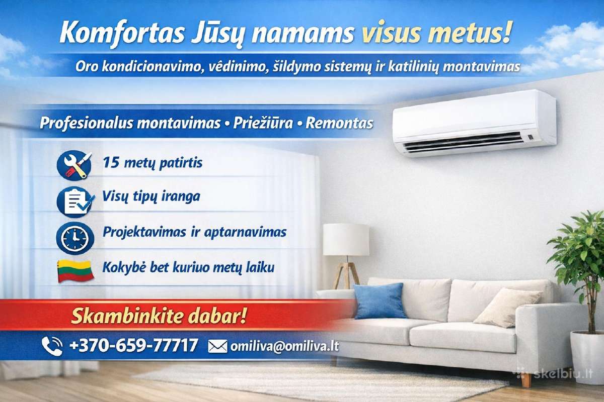 Oro kondicionierių montavimas, priežiūra, remontas