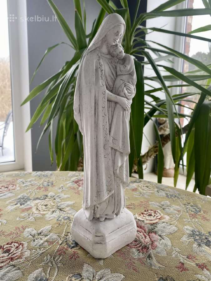 Vintažinė Mergelės Marijos su kūdikiu skulptūra - nuotraukos Nr. 2