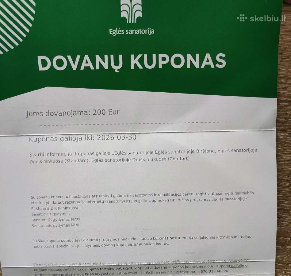 Egles sanatorijos kuponas