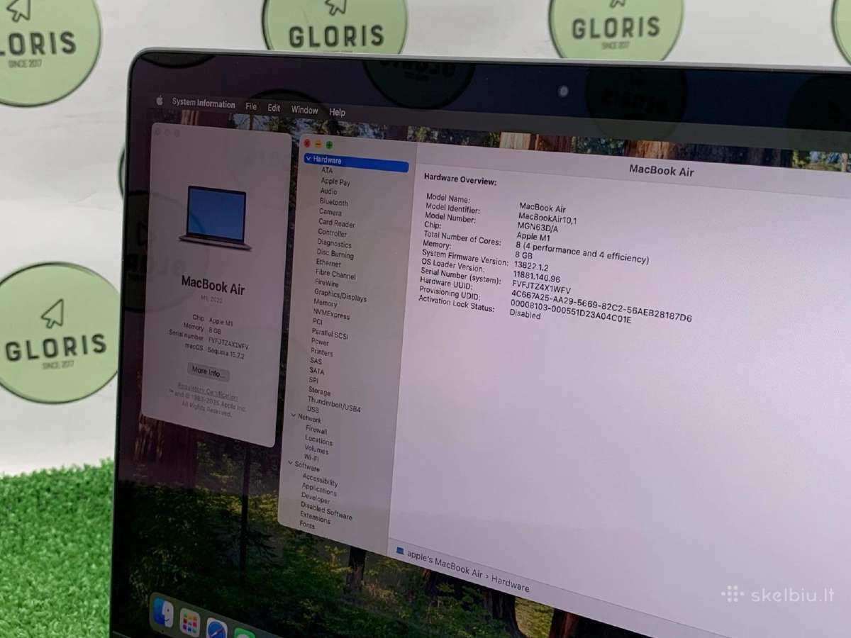 Apple MacBook Air M1 (2020) A2337 8gb RAM 256gb - nuotraukos Nr. 4