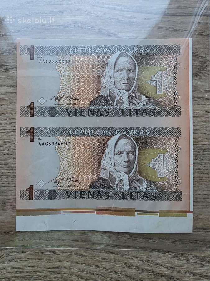 1994 metų dviguba Žemaitė 1 litas Unc