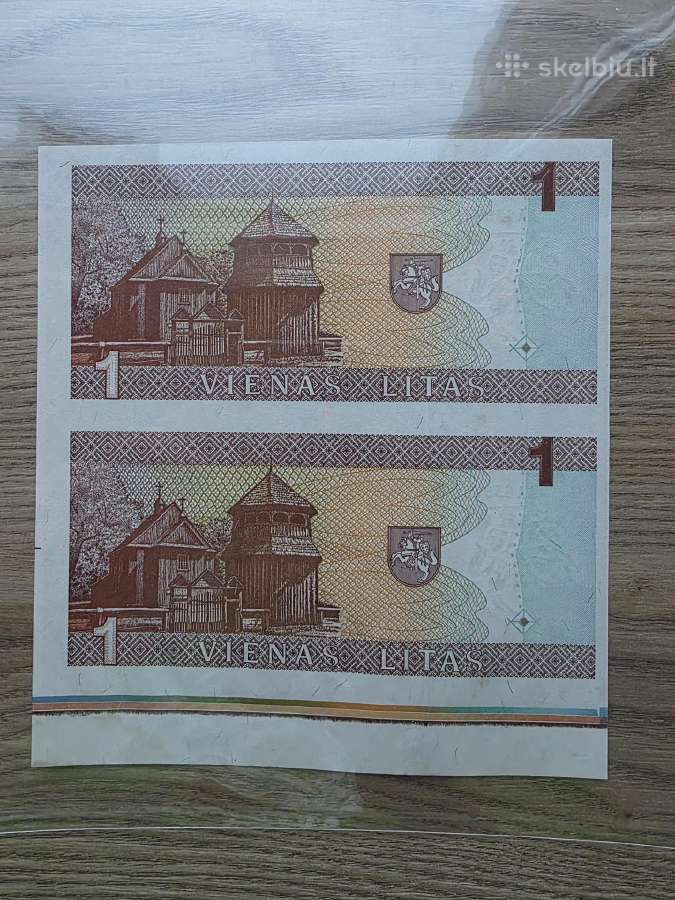 1994 metų dviguba Žemaitė 1 litas Unc - nuotraukos Nr. 2