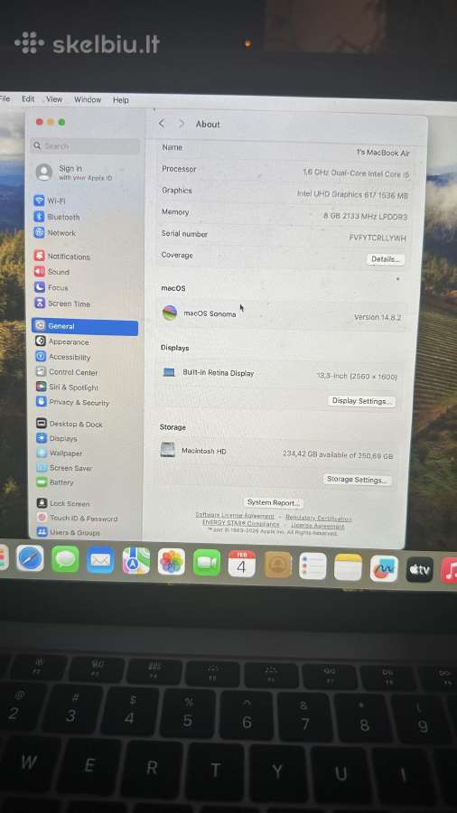 MacBook Air 13(2019) i5/8gb/256gb - nuotraukos Nr. 6