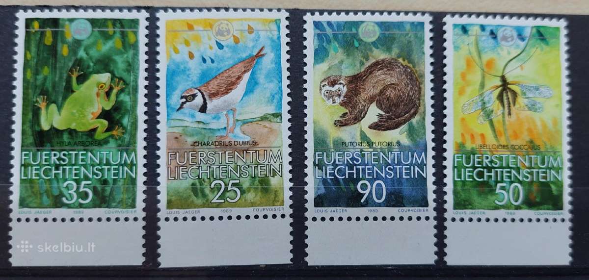 Lichtenšteinas 1989 fauna, švarus Michel 967-970