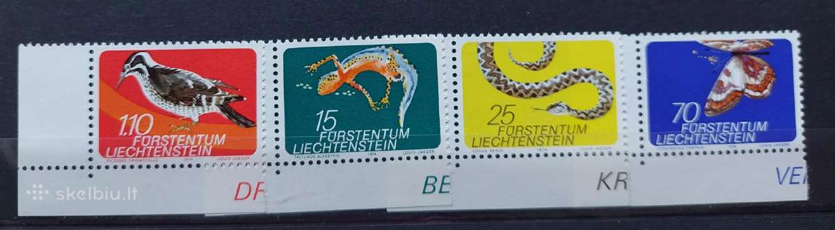 Lichtenšteinas 1974 fauna, švarus Michel 609-612