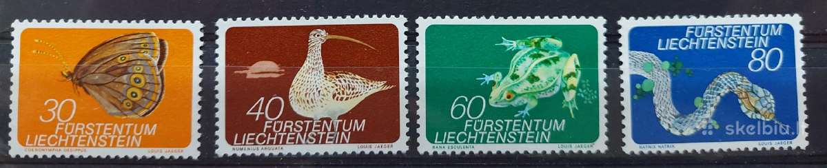 Lichtenšteinas 1973 fauna, švarus Michel 591-594