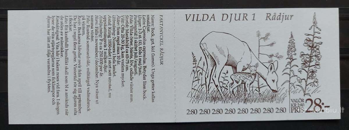 Švedija 1992 elniai, švarus,bukletas Michel Mh167 - nuotraukos Nr. 2