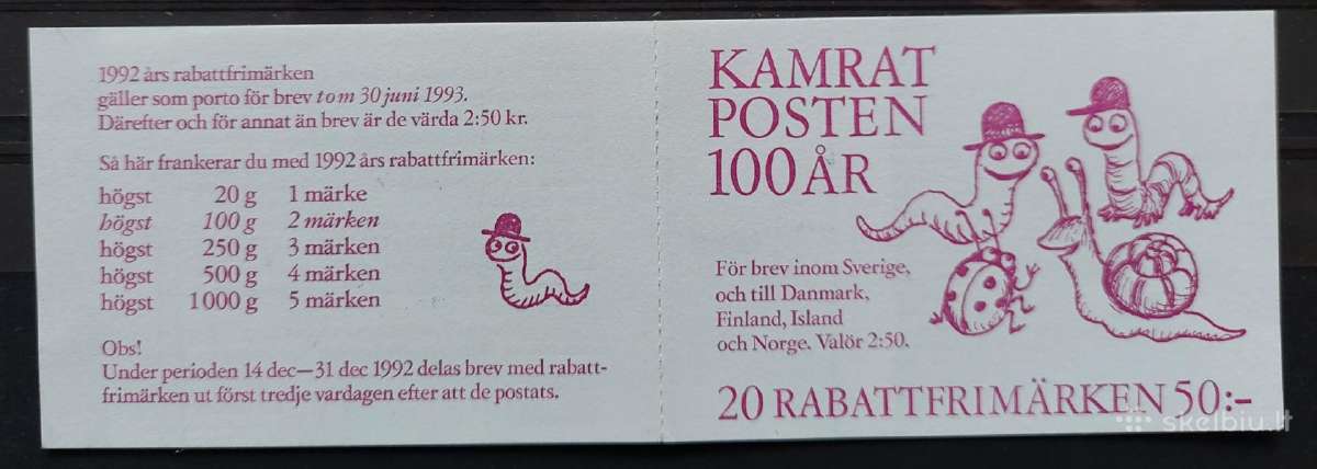 Švedija 1992 fauna, švarus,bukletas Michel 1717-17 - nuotraukos Nr. 2