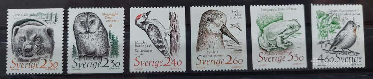Švedija 1989 fauna, švarus Michel 1520-1525