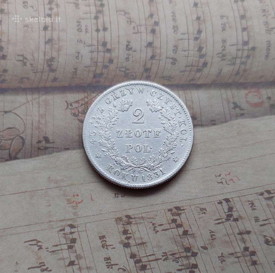 2 zlotai 1831 Lenkija - sukilimo moneta