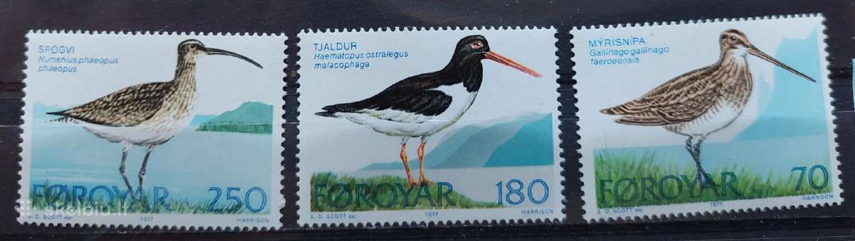 Farerų salos 1977 paukščiai, švarus, Michel 28-30