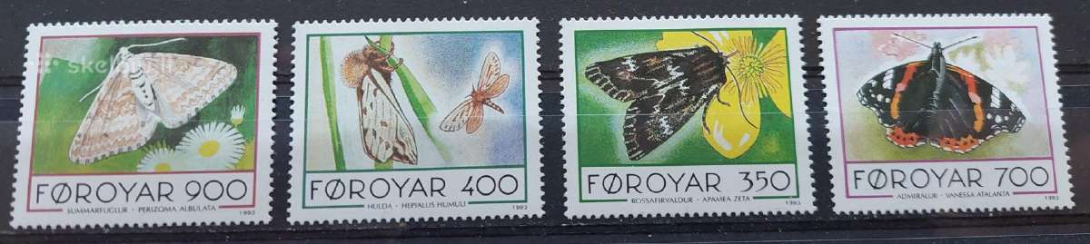 Farerų salos 1993 drugeliai, švarus, Michel 252-25
