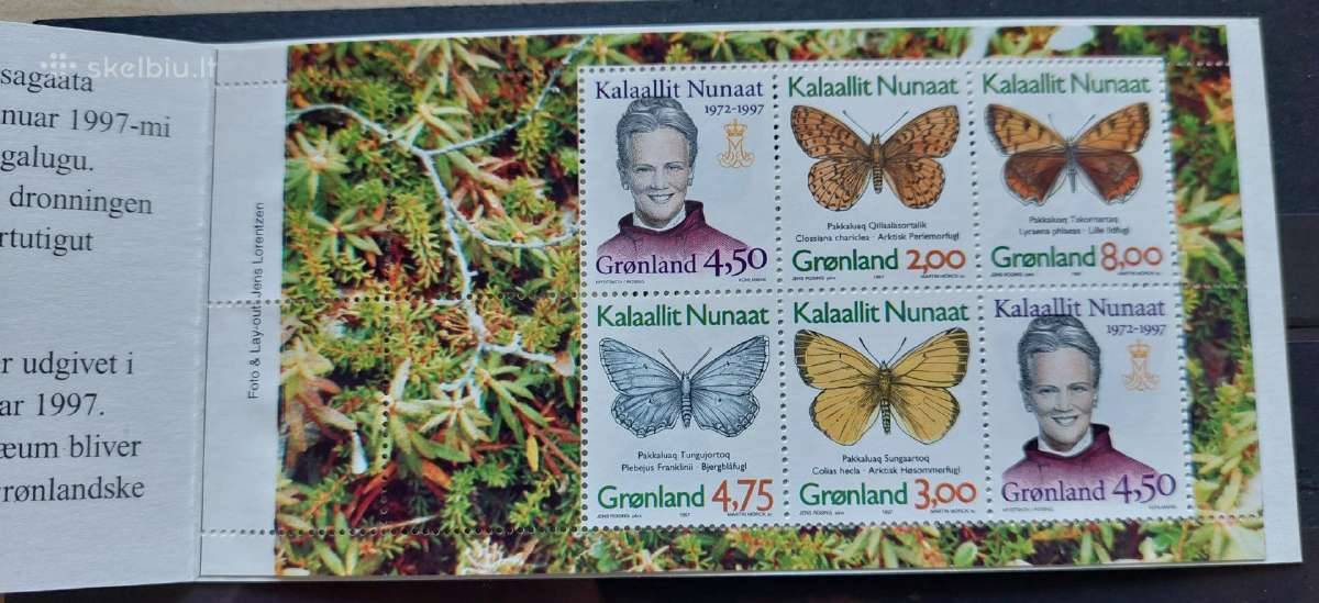 Grenlandija 1997 drugeliai ,bukletas, švarus Miche