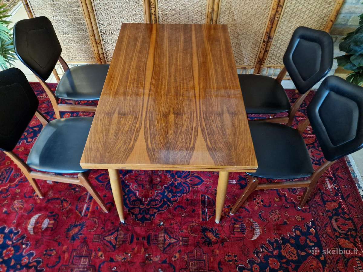 Vintažinis mid century riešutmedžio stalas - nuotraukos Nr. 13