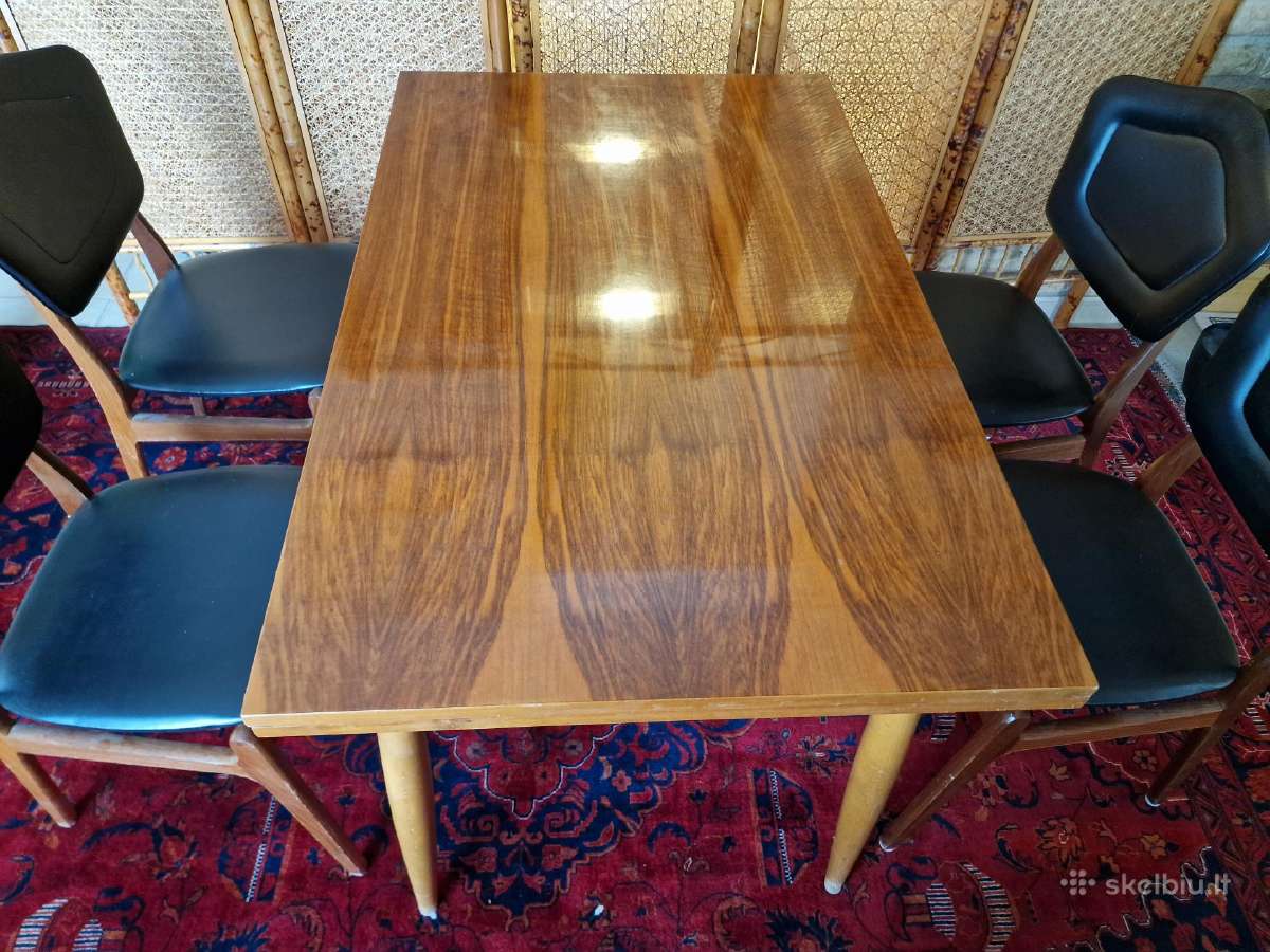 Vintažinis mid century riešutmedžio stalas - nuotraukos Nr. 20