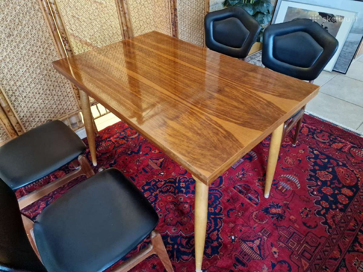 Vintažinis mid century riešutmedžio stalas - nuotraukos Nr. 21