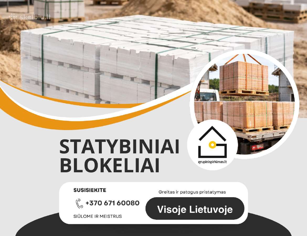 Statybiniai blokai: Bauroc, Silroc, Ytong ir kt.