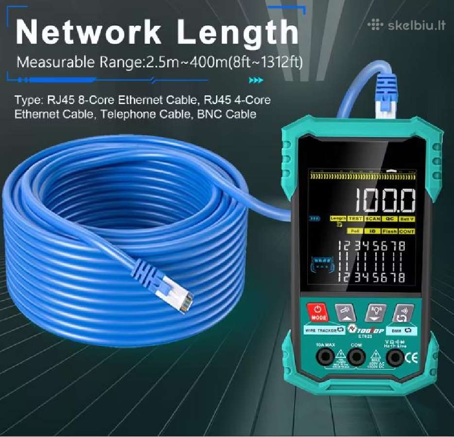 Išmanus Rj45 tinklo kabelių testeris - nuotraukos Nr. 7