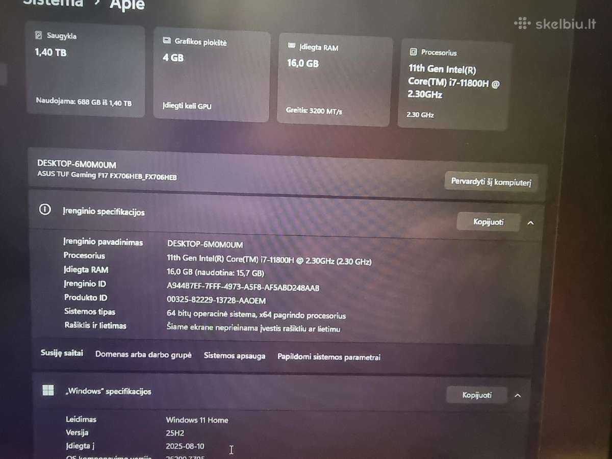 Asus Tuf Gaming F17 Fx706heb - nuotraukos Nr. 2