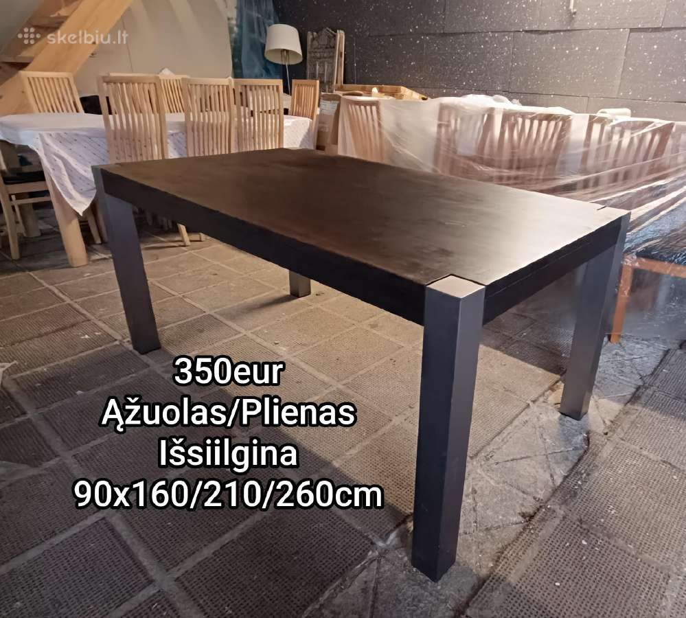 Rudas Ąžuolinis Stalas 160-260cm - nuotraukos Nr. 2