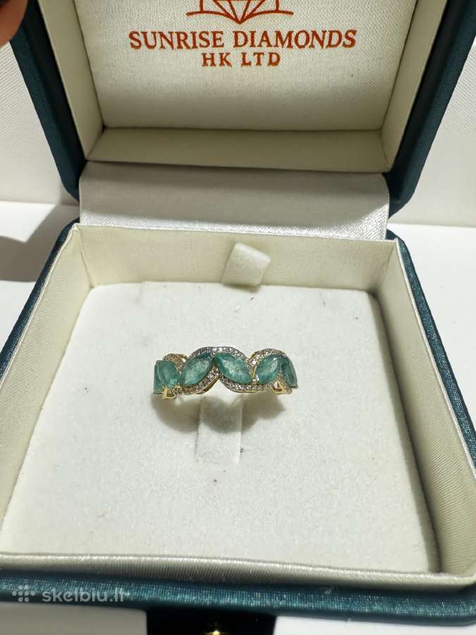 2,14ct žiedas su deimantais ir smaragdais - nuotraukos Nr. 5