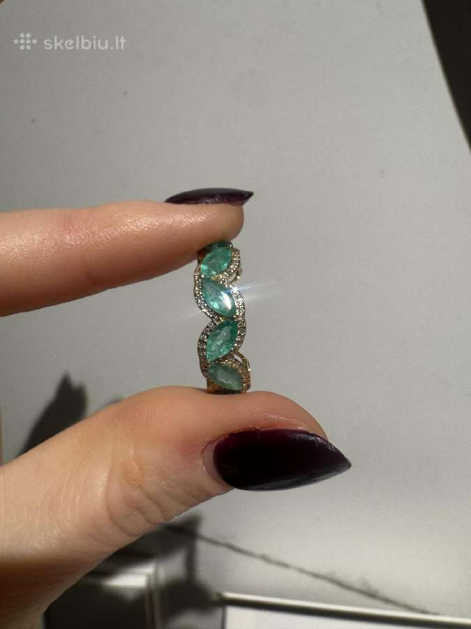 2,14ct žiedas su deimantais ir smaragdais - nuotraukos Nr. 6