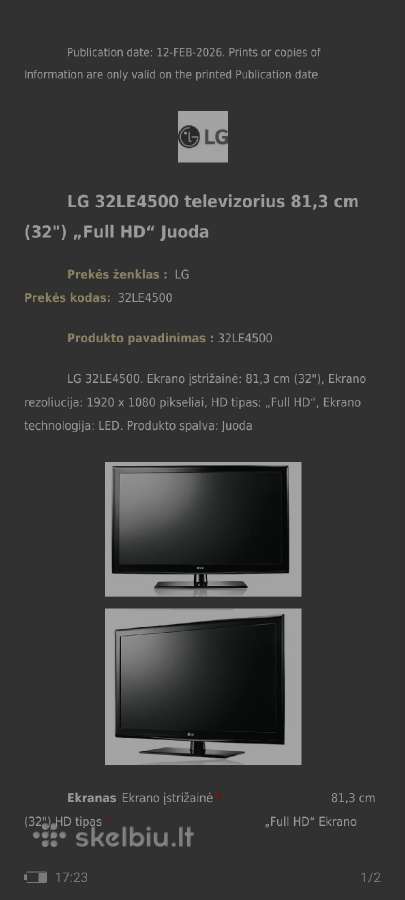 Televizorius Lg32le4500 - nuotraukos Nr. 11