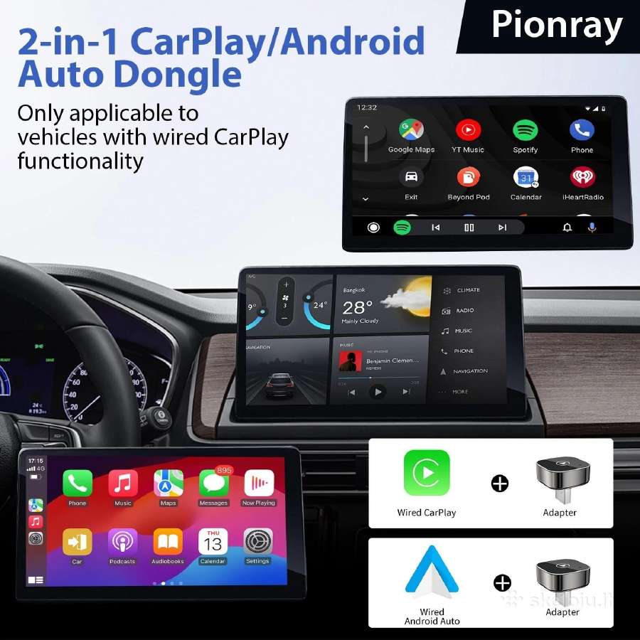 2in1 belaidis Carplay adapteris Android Auto - nuotraukos Nr. 4