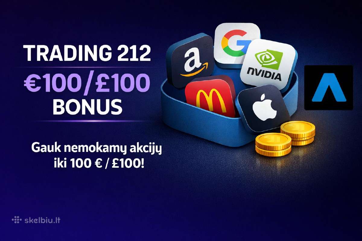 Trading 212 dovana iki 100€ akcijų