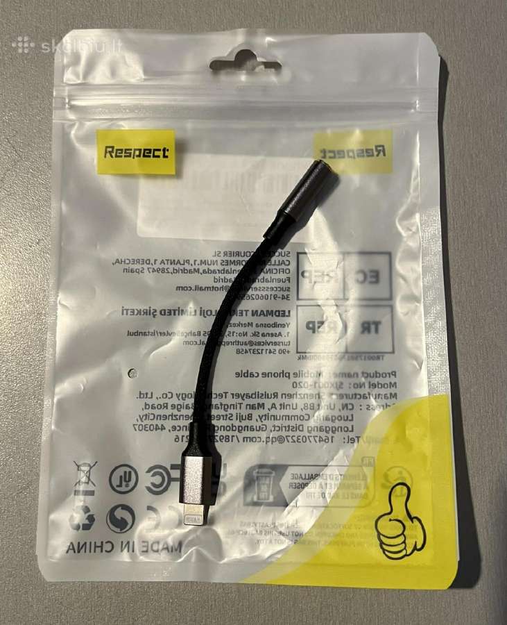 iPhone į 3,5 mm lizdo kabelio adapteris Aux
