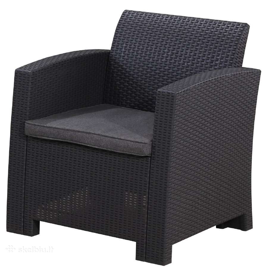 Rotango sodo fotelis 68 cm, pilkas