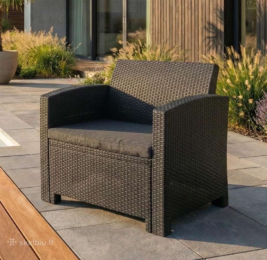 Rotango sodo fotelis 68 cm, pilkas - nuotraukos Nr. 5