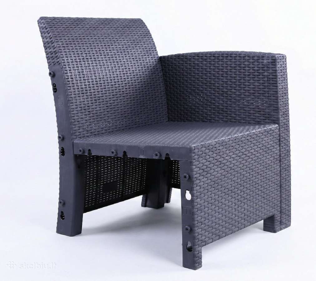 Rotango sodo fotelis 68 cm, pilkas - nuotraukos Nr. 7