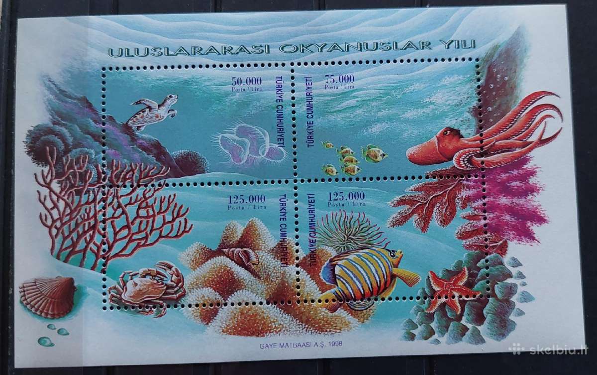 Turkija 1998 jūros fauna, švarus, Michel block34