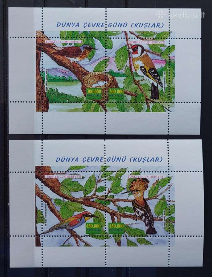 Turkija 2001 paukščiai, švarus, Michel block46-47