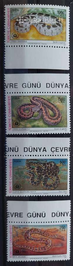 Turkija 1991 gyvates, švarus, Michel 2938-2941