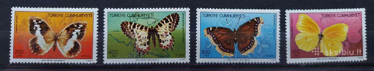 Turkija 1988 drugeliai švarus, Michel 2833-2836