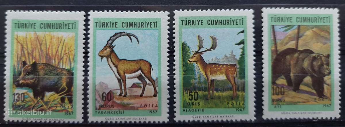 Turkija 1967 gyvūnai, švarus, Michel 2038-2041