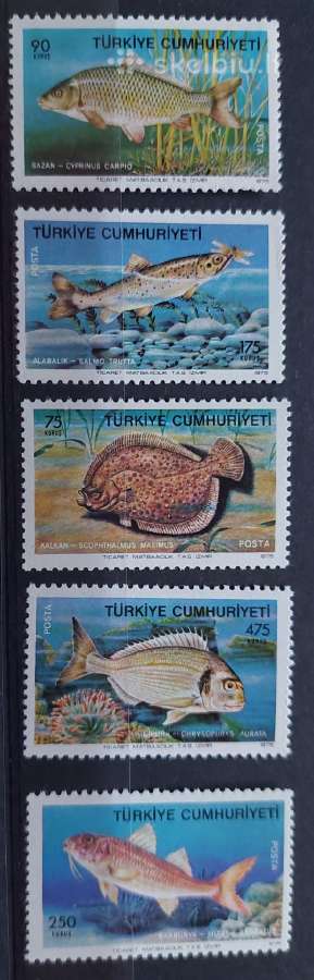 Turkija 1975 žuvis, švarus, Michel 2369-2373