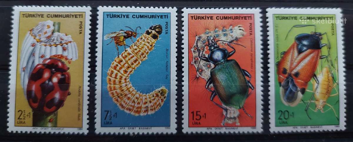 Turkija 1980 vabzdžiai, švarus, Michel 2529-2532