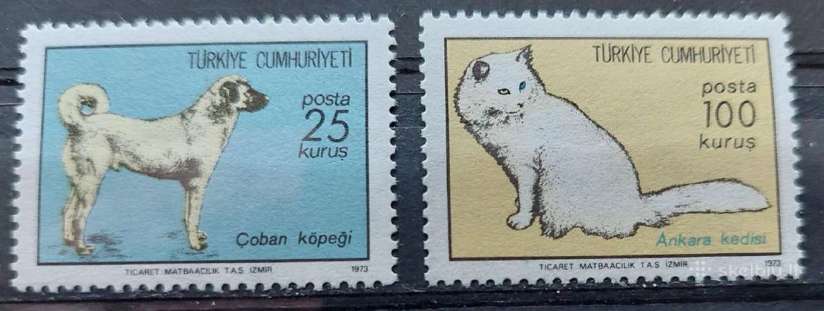 Turkija 1973 šuo ir kate, švarus, Michel 2297-2298