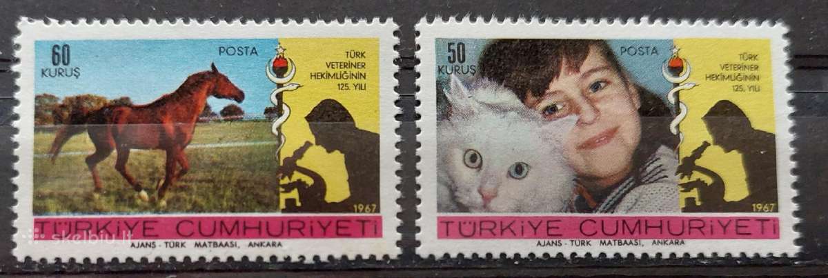 Turkija 1967 arklys ir kate , švarus, Michel 2078-