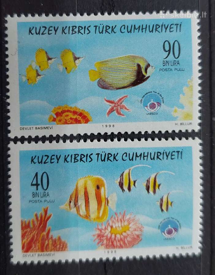 Kipras Turkijos 2000 žuvis, švarus, Michel 475-476