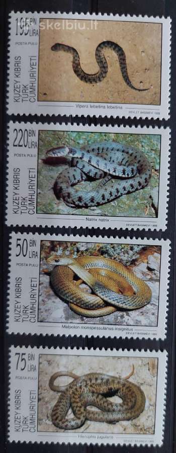Kipras Turkijos 1999 gyvates, švarus, Michel 495-4