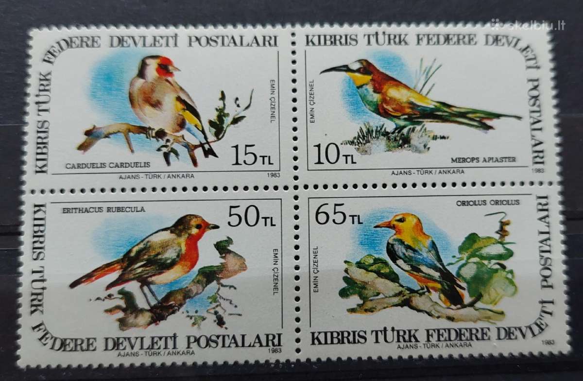 Kipras Turkijos 1983 paukščiai, švarus, Michel 134