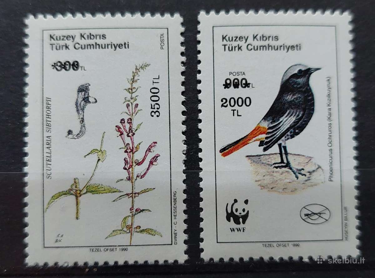 Kipras Turkijos 1995 paukštis ir gėle, švarus, Mic