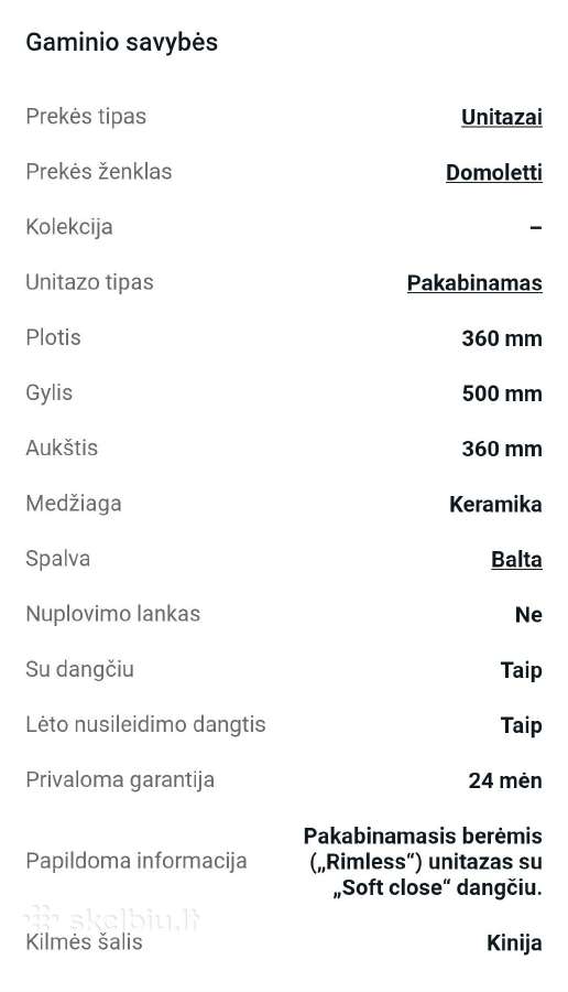 Naujas, neišpakuotas pakabinamas unitazas - nuotraukos Nr. 5