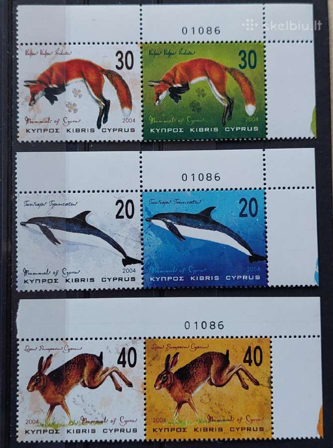 Kipras 2004 fauna, švarus, Michel 1041-1046