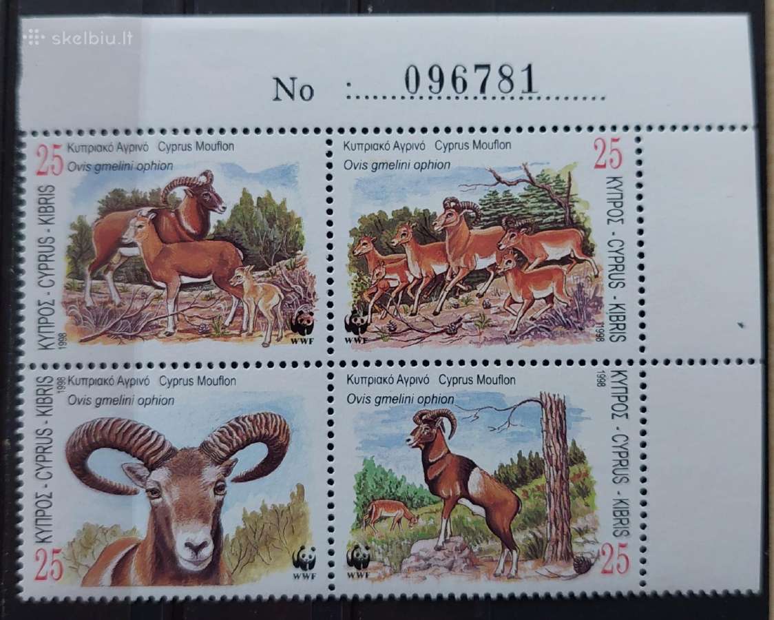Kipras 1998 Muflonas, švarus, Michel 914-917
