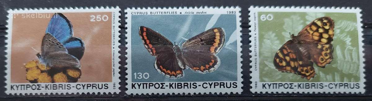 Kipras 1983 drugeliai, švarus, Michel 584-586